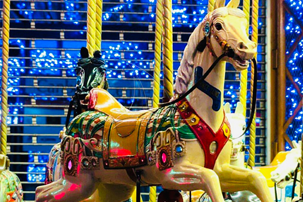 details-of-the-seat-of-outdoor-christmas-carousel